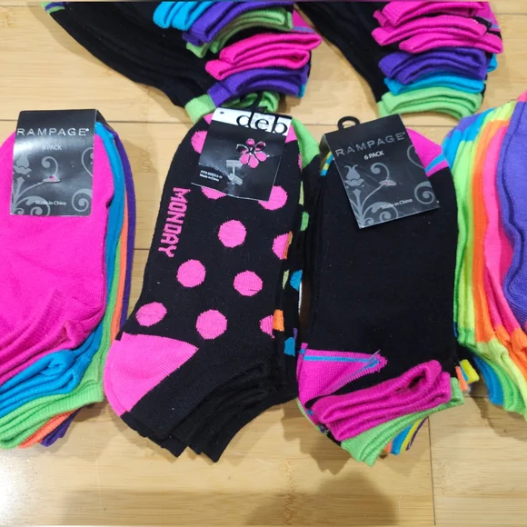 41 Pairs Rampage DEB Colorful Neon Low Cut No Show Lot Of Socks OS - Picture 2 of 14